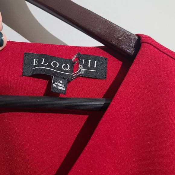 Eloquii Red V Neck Long Sleeve Dress NWT - Picture 4 of 5